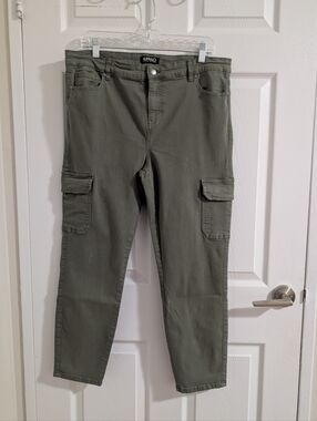 Buffalo David Bitton Becky High Rise Utility Cargo Pants Olive Green  Size 14